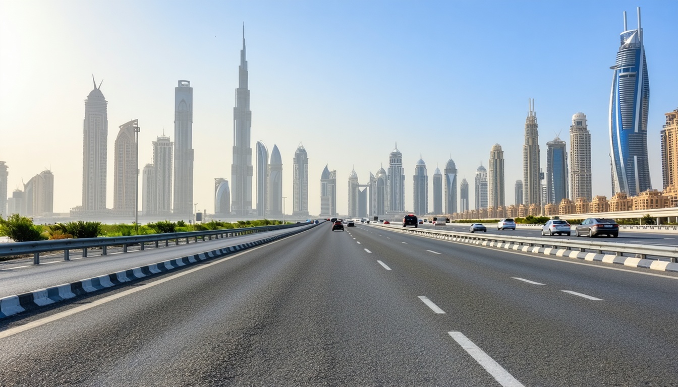 Scenic Dubai highway with smooth traffic flow